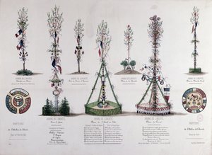 Frihedens træer plantet i Paris i 1848 (farvegravering) af French School