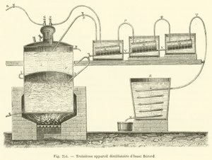 Tredje destillationsapparat af Isaac Berard (gravering) af French School
