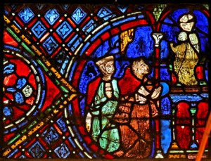 To donorer foran en statue af jomfruen (w29a) af French School