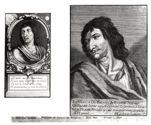 To portrætter af Savinien Cyrano de Bergerac (1619-55), til højre efter Zacharie Heince (1611-69) af French School
