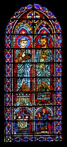 To helgener - den ene er Nicaise; donorpræst nedenfor (w116) af French School