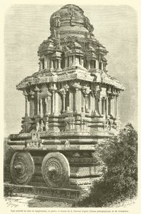 Primitiv type af Djaghernauts vogn, i sten (gravering) af French School