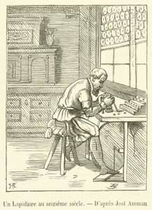 En Lapidary i det sekstende århundrede (gravering) af French School