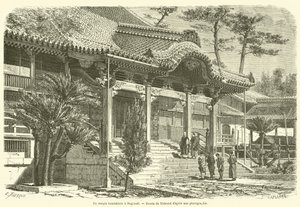 Et buddhistisk tempel i Nagasaki (gravering) af French School