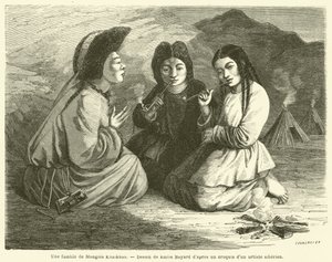En familie af Khalkha-mongoler (gravering) af French School
