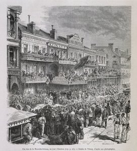 En gade i New Orleans på valgdagen 1875 - i "" Le Tour du Monde", 2. sem. 1876 af French School