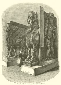 Et værelse i det nystiftede assyriske museum ved Louvre (gravering) af French School