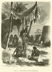 Glasvarer blandt egypterne (gravering) af French School