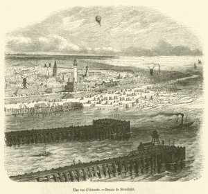 Udsigt over Oostende (gravering) af French School