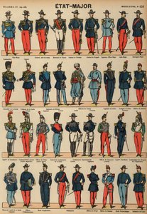 Uniformer fra det franske militær (farvet indgravering) af French School
