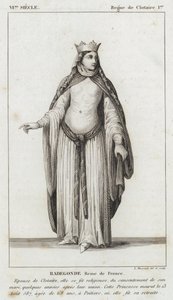 VI Century, Reign of Clotaire I, Radegonde, Dronning af Frankrig (gravering) af French School