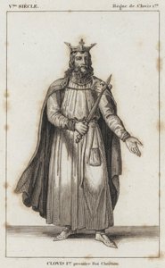 V Century, Reign of Clovis I, Clovis I, første kristne konge (gravering) af French School
