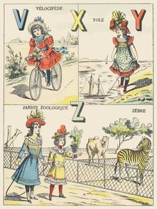 V X Y Z: velocipede, yole, zoologisk have, zebra af French School