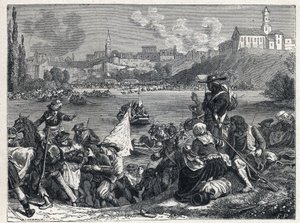 Vendee-krigen (1793-1796): Venderne, besejret i slaget ved Cholet, vendte tilbage til Loire den 18. oktober af French School