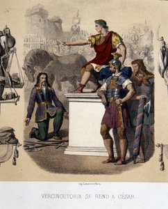 Vercingetorix går til Cæsar (52 f.Kr.). af French School