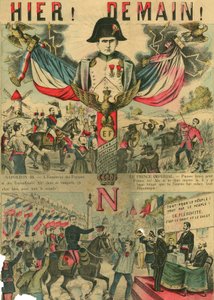Victor Napoleon (1862-1926) i spidsen for bonapartisternes tilhængere, den sidste arving til Napoleon I, som måtte gå i eksil efter en lov vedtaget af den tredje republik i 1886. Gravering, i "Le Figaro, supplement", den 30/03/1889, Paris. af French School
