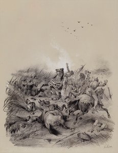 Schweizernes sejr over østrigerne under hertug Leopold I i slaget ved Morgarten af French School