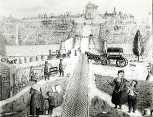 Udsigt over Pere-Lachaise kirkegård, begyndelsen af det 19. århundrede af French School