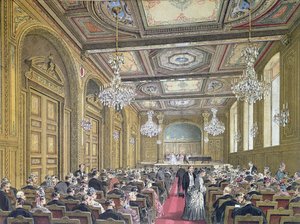 Udsigt til en koncert i Salle Herz på Rue de la Victoire, Paris, ca. 1870-80 af French School