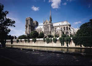 Udsigt over katedralen fra Seinen, 1163-1345 (se også 98568) af French School