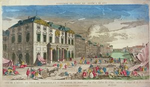 Udsigt over Hotel de Ville, Marseille, i 1720 af French School
