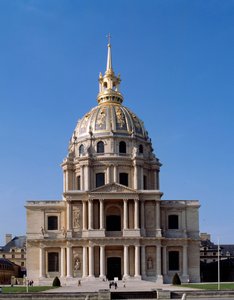 Udsigt over Hotel des Invalides, et parisisk monument, hvis konstruktion blev bestilt af Ludvig XIV i 1670. Paris af French School