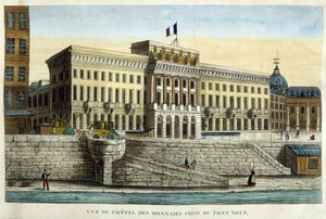 Udsigt over Hotel des Monnins taget fra Pont Neuf - gravering, begyndelsen af det 19. århundrede af French School