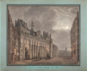 Udsigt over Maison Commune i Paris, mellem 1790-95 (wc på papir) af French School