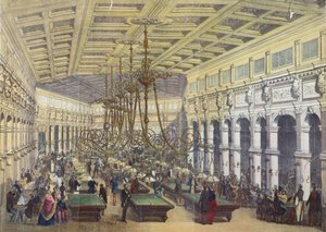 Udsigt over det indre af Grand Cafe Parisien, Paris, indgraveret af Thibault, 1855 af French School