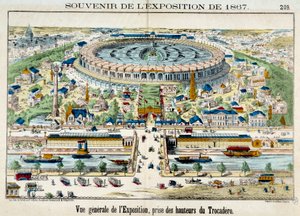 Udsigt over verdensudstillingen fra Trocadero i Paris. 1867 Stik. Paris, karnevalsmuseum af French School
