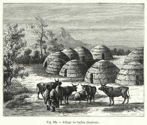 Landsbyen Cafres, Zulus (gravering) af French School