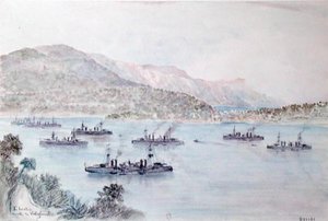 Villefranche (akvarel på papir) af French School