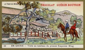 Besøg i den første Ming-kejsers grav, Kina (chromolitho) af French School