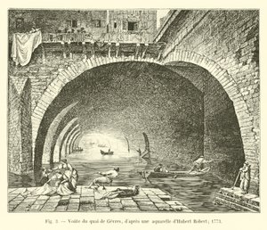 Vault of the Quai de Gesvres, efter en akvarel af Hubert Robert; 1773 af French School