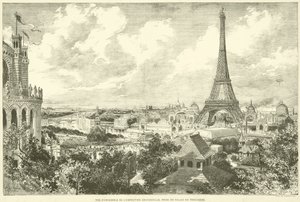 Overordnet udsigt over den universelle udstilling, taget fra Trocadero-paladset (gravering) af French School