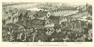 Fugleperspektiv af Grand Chatelet og Quartier, 1550 til 1696 af French School