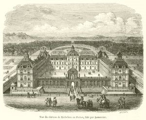 Udsigt over Chateau de Richelieu i Poitou, bygget af Lemercier (gravering) af French School