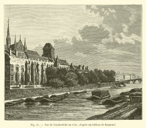 Udsigt over ærkestiftet i 1751; efter et maleri af Raguenet af French School