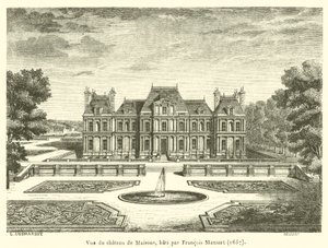 Udsigt over Chateau de Maisons, bygget af Francois Mansart af French School