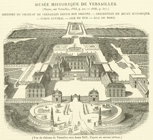Udsigt over slottet i Versailles under Louis XIII (gravering) af French School