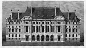 Udvendigt billede af de nye bygninger i Sorbonne i Paris (hovedfacade) af Henri-Paul (Henri Paul) Nenot (1853-1934) af French School