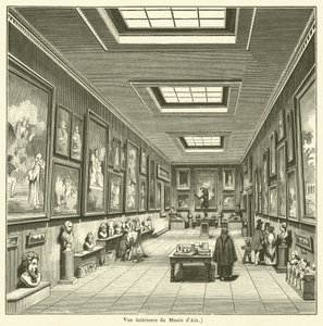 Indvendigt billede af Aix-museet (gravering) af French School