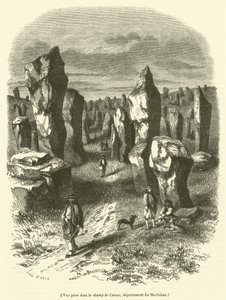 Udsigt taget i feltet Carnac, departement Morbihan (gravering) af French School