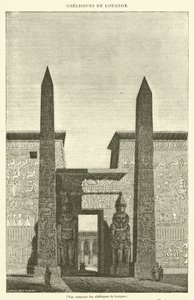 Restaureret udsigt over obeliskerne i Luxor (gravering) af French School