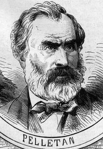 Krigen i 1870 - Regeringen for det nationale forsvar: portræt af Eugene Pelletan (1813-1884), medlem af den foreløbige regering i 1870. Indgravering i "" Le Monde Illustré"" nr. 706 af 22. oktober af French School