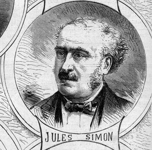 Krigen i 1870 - Regeringen for det nationale forsvar: portræt af Jules Simon (Francois Jules Suisse, dit) (1814-1896), medlem af den foreløbige regering af 1870. Indgravering i "" Le Monde Illustré"" nr. 706 af 22. oktober af French School