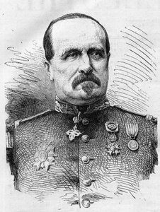 Krigen i 1870: portræt af Jules Marie Ladreit de La Charriere (1806-1870), fransk soldat. Indgravering i "" Le Monde Illustré"" nr. 714 af 17. december 1870. af French School