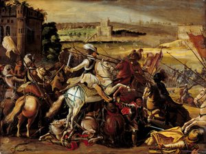 Religionskrig: "" Henri IV i slaget ved Arques (21. september af French School