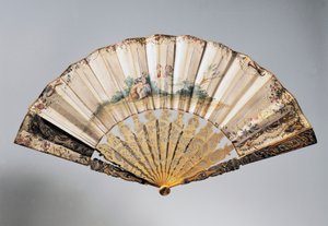 Bryllupshåndvifte med keruber og Bathsheba, ribber i Louis XVI-stil af French School