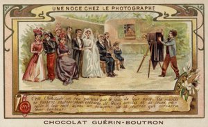 Bryllupsfest hos fotografen (chromolitho) af French School